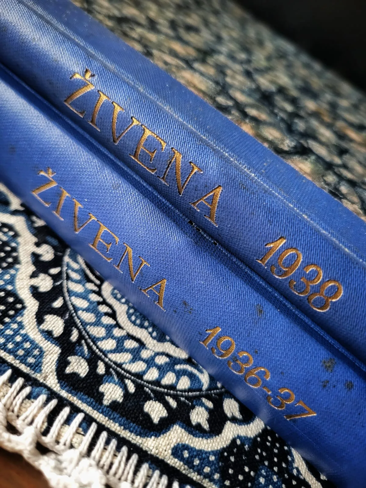 Two volumes of the Živena journal from 1938 and 1936–37